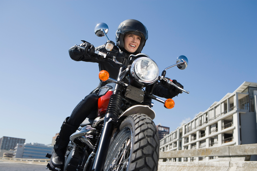 Woman riding motorcycle